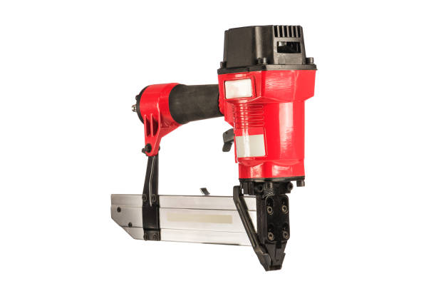 istock Red pneumatic stapler on a white background. Isolated. 1276757466