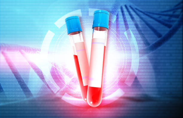 Blood in test tube under scientific background Blood in test tube under scientific background. 3d illustration anemia diagram stock pictures, royalty-free photos & images