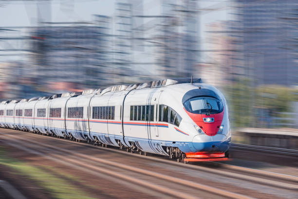 istock Highspeed train moves fast through the station. 1276761902
