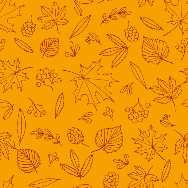Autumn leaves pattern. Thanksgiving seamless background with various leaves and berries. Autumn leaves pattern. Bright seamless Thanksgiving background with various leaves and berries. autumn designs stock illustrations