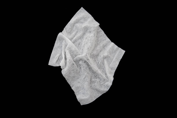 używany zmięty ręcznik papierowy lub serwetka wyizolowana na czarno - gauze bandage textured white zdjęcia i obrazy z banku zdjęć