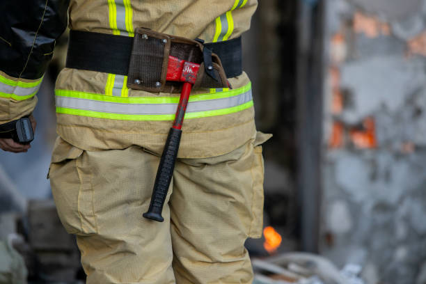 istock Russian firefighter is on call, in the process of extinguishing a fire 1276767164