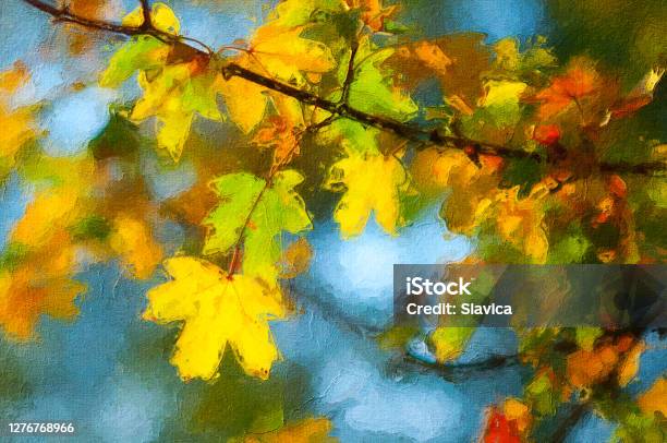 Oil Painting Stock Photo - Download Image Now - Oil Painting, Autumn, Landscape - Scenery