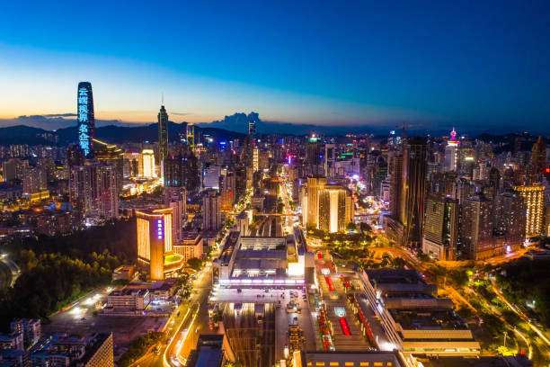istock Shenzhen downtown aerial cityscape at night 1276769923