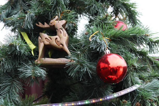 istock Christmas tree with a ball close-up 1276770155