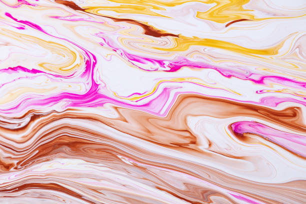 istock Fluid art texture. Abstract background with swirling paint effect. Liquid acrylic artwork with colorful mixed paints. Can be used for background or poster. Brown, white and pink overflowing colors. 1276772164