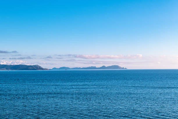 Panorama view of Cies islands in the Ría de Vigo in Galicia, Spain. This islands were designated a Special Protection Area for bird-life in 2001 by the European Union, and a year later they became part of the Atlantic Islands of Galicia National Park.