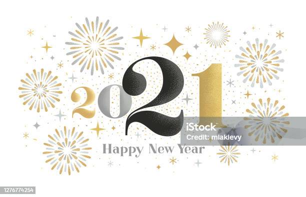 New Year 2021 Fireworks Greeting Stock Illustration - Download Image Now - New Year's Eve, New Year, Celebration