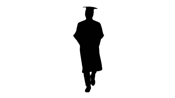istock Silhouette African american male student in graduation robe text 1276775334