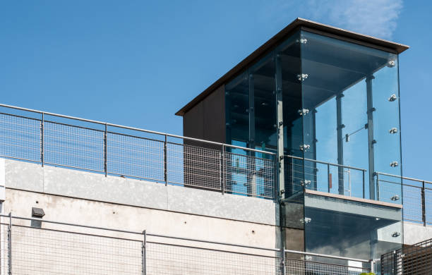 istock a transparent elevator leading to a roof terrace 1276775431