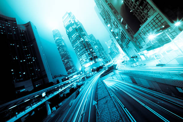 istock Traffic through hong kong at night 1276776188