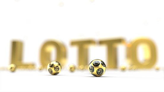 golden lottery balls with text on background. 3D illustration. suitable for lottery, bingo and luck themes.