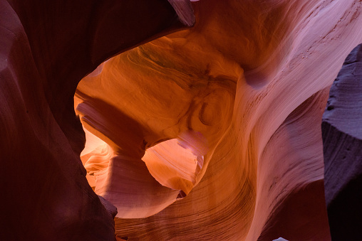 Antelope Canyon is a slot canyon in the American Southwest, on Navajo land east of Page, Arizona. the erosion of Navajo Sandstone 2 due to flash flooding and other sub-aerial processes.