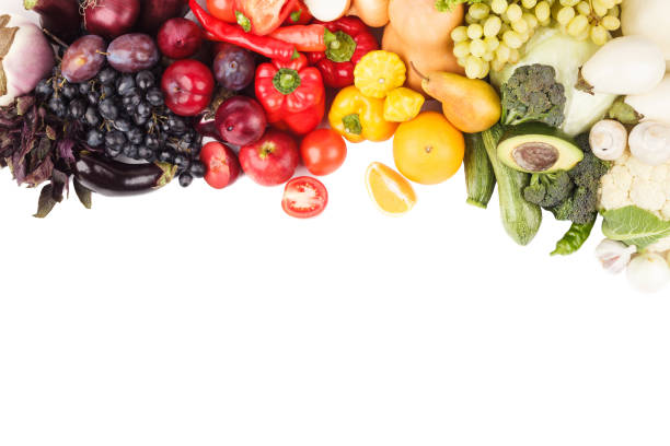 istock Set of multicolored fresh raw vegetables and fruits 1276781526