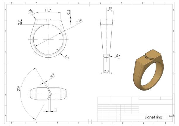 istock 3D rendering of signet ring 1276785877