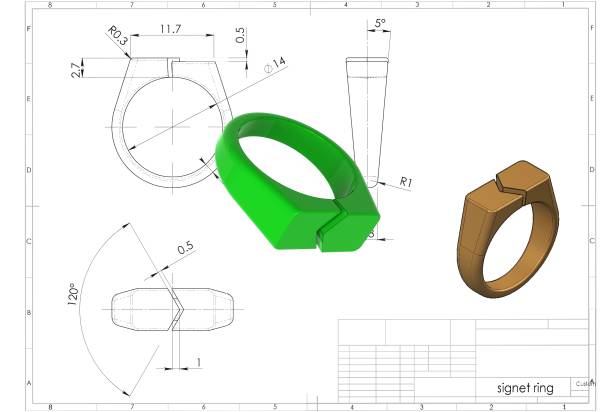 istock 3D rendering of signet ring 1276785879