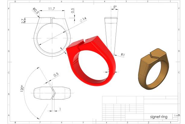 istock 3D rendering of signet ring 1276785889