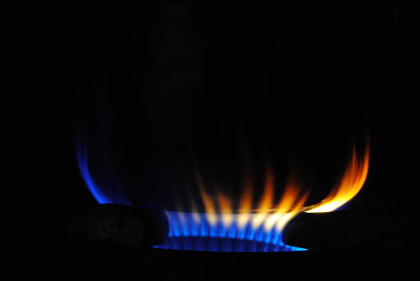 istock Blue Flames in Black (Gas Stove from side) , image not focus and blurred 1276789210