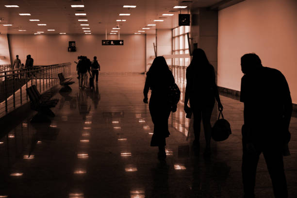 Goa, August 01, 2018 : Pedestrian walkway at Dabolim airport, Goa, India.