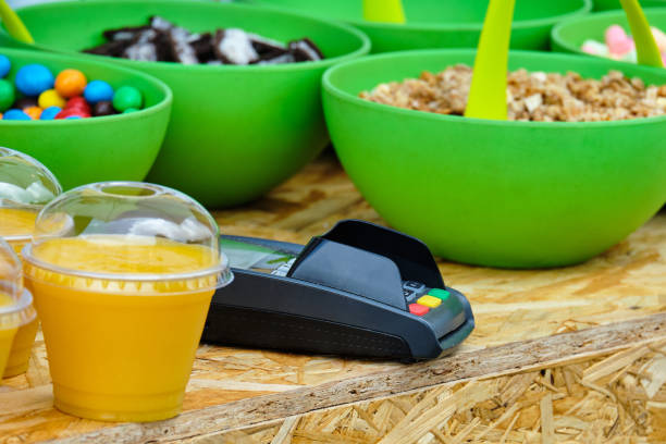 istock Contactless NFC payment device at the store counter 1276789768