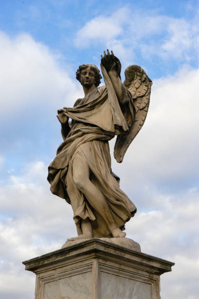 Angel sculpture on St. Angelo Bridge stock photo