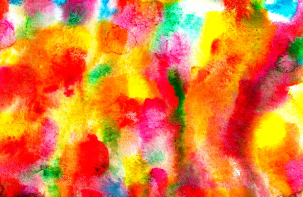 istock Bright multicolored watercolor background. a mixture of yellow red and green colors on a single sheet. background for text and lettering 1276793385