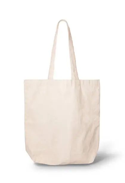 Photo of canvas tote bag with clipping path.