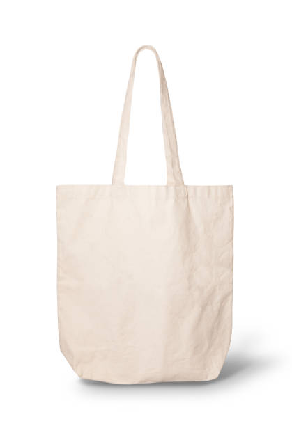 canvas tote bag with clipping path. - recycled bag imagens e fotografias de stock