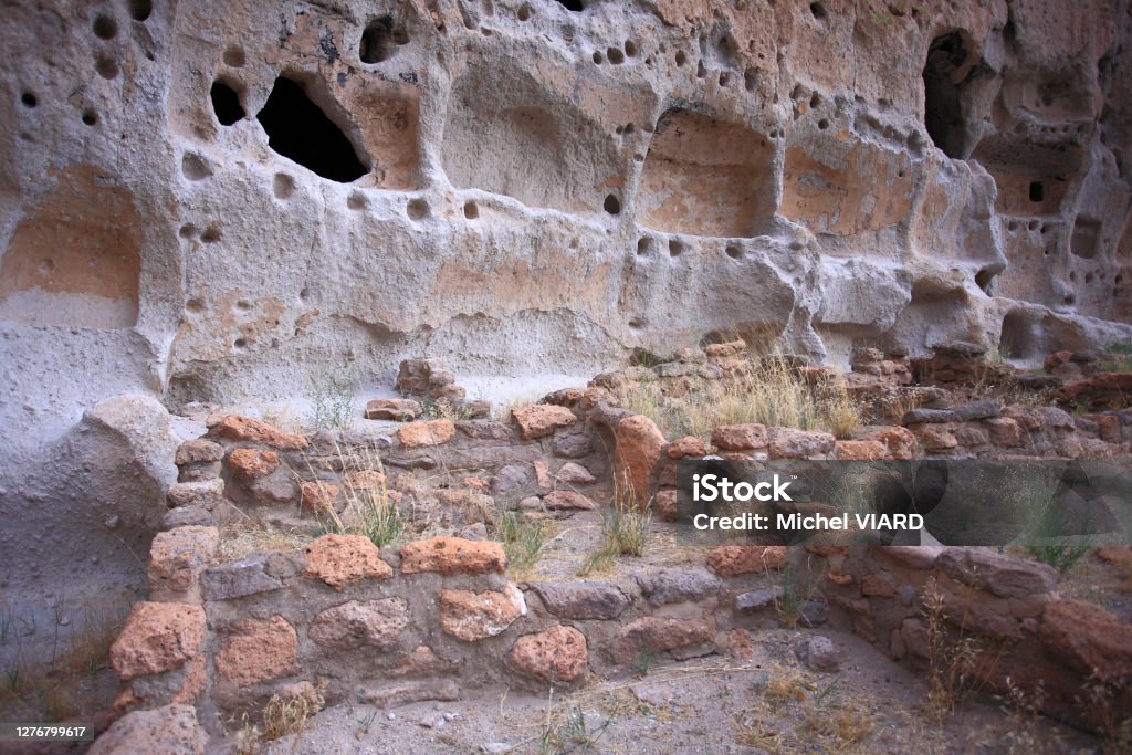 Bandelier National Monument Cliff Dwellings New Mexico Bandelier National Monument Stock Photo