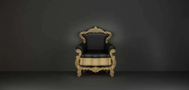 istock luxury black armchair with gold rim 1276800912