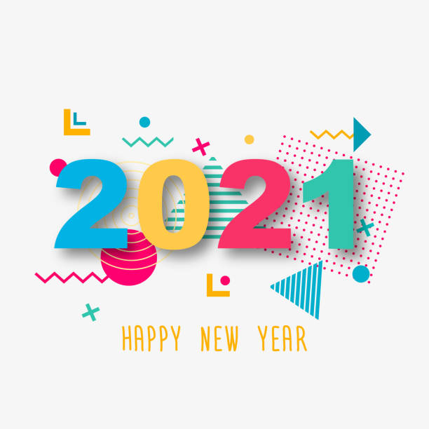 istock Creative design of a New Year card of 2021 on a modern background. 1276801270