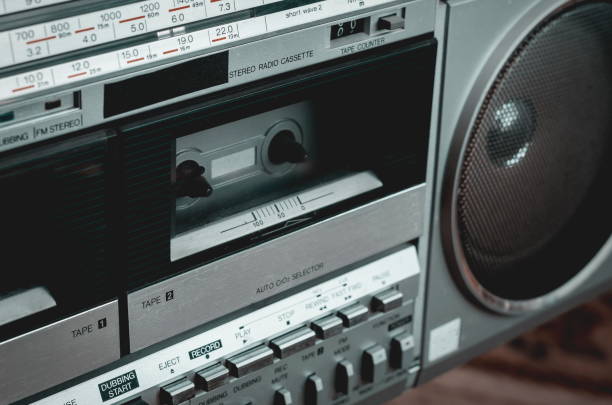 istock Close-up of a retro stereo cassette recorder. 1276802363