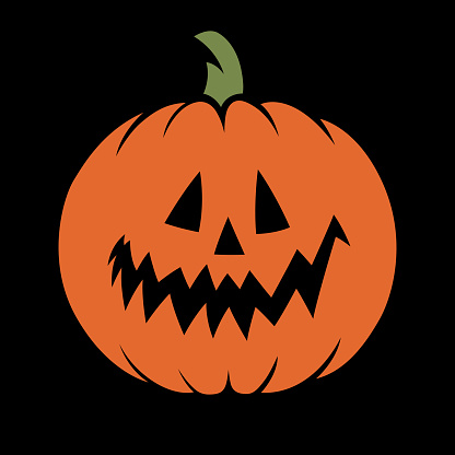 Cartoon Halloween Pumpkin With Happy Face On Black Background Vector  Illustration Stock Illustration - Download Image Now - iStock