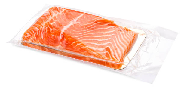 istock Vacuum packed salmon portion fillet isolated on white background, top view 1276816703