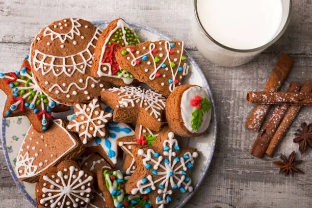 Photo of Christmas cookies and milk