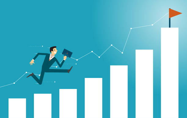 istock Businessman running fast to graph. business concept illustration. 1276819266