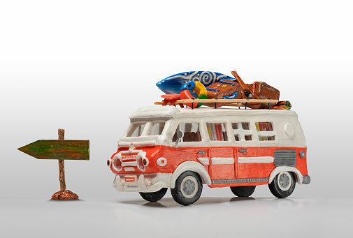 Fictional Vintage motor home on white background - Miniature