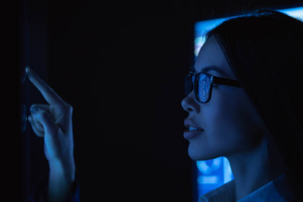 istock The young business woman touches sensor surface 1276832758