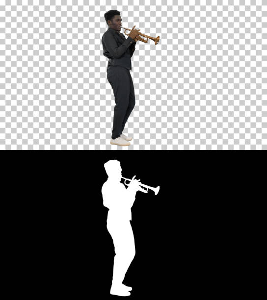 istock African american musician playing the trumpet expressively, Alph 1276836224