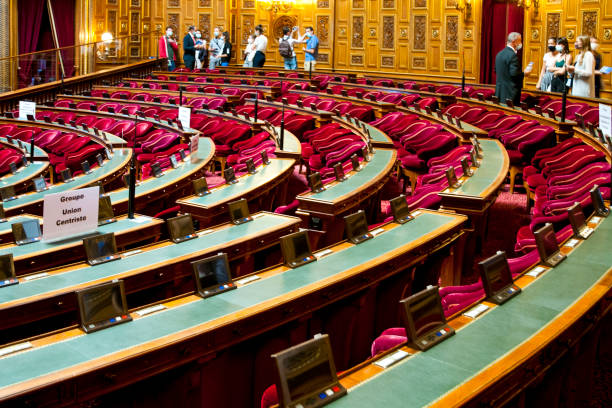 hémicycle du sénat français à paris - senator photos et images de collection