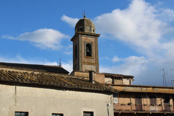 istock Belltower in a church with sky background 1276844648