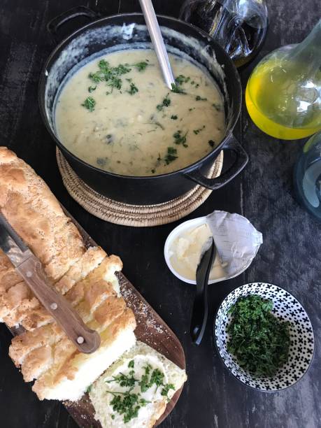istock Soup and freshly baked bread. 1276846297