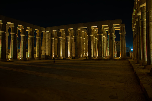 Night scene from karnak temple, Egypt, september 2018. High quality photo