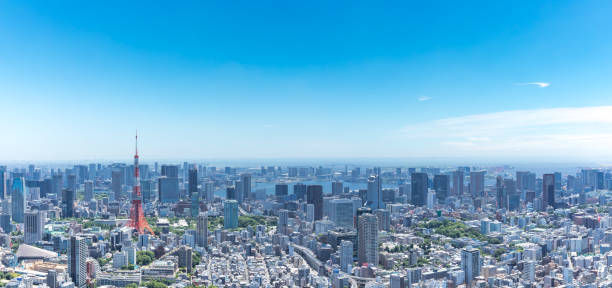 vista panorámica lateral de la bahía de tokio1 - bahía de tokio fotografías e imágenes de stock