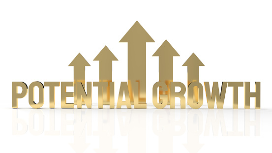 The gold text  potential growth on white background for business content 3d rendering.