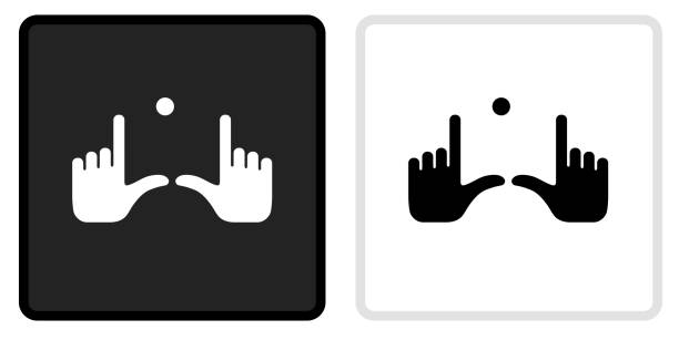 Field Goal Hands Icon on  Black Button with White Rollover Field Goal Hands Icon on  Black Button with White Rollover. This vector icon has two  variations. The first one on the left is dark gray with a black border and the second button on the right is white with a light gray border. The buttons are identical in size and will work perfectly as a roll-over combination. finger frame stock illustrations