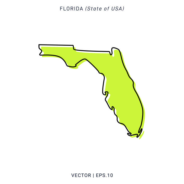 佛羅里達州向量股票插圖設計範本的地圖。 - florida 幅插畫檔、美工圖案、卡通及圖標