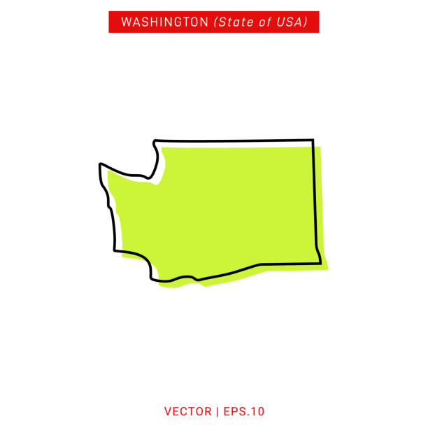 Map of Washington Vector Stock Illustration Design Template. Map of Washington Vector Illustration Design Template. USA State. Vector eps 10. washington state line art stock illustrations