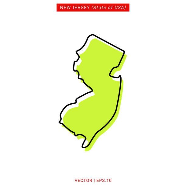 ilustrações, clipart, desenhos animados e ícones de mapa do modelo de design de ilustração de estoque vetorial de nova jersey. - nova jersey