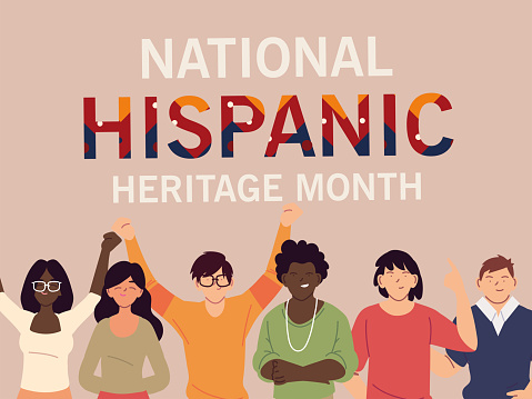 national hispanic heritage month with latin women and men cartoons design, culture and diversity theme Vector illustration